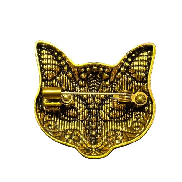 Retro Cat Mask Enamel Brooch - Red - Picture 2 of 3